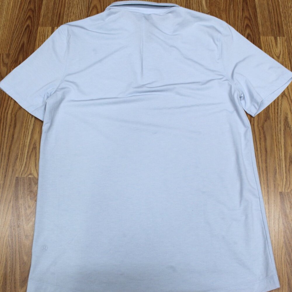 LULULEMON POLO SHIRT POLY/LYOCELL/SPANDEX BLEND GRAY-PALE BLUE Sz LARGE, L - Picture 3 of 3